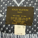 Louis Vuitton Echarpe Logo Mania Wool Silk Scarf with Fringe Blue — view 6