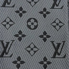 Louis Vuitton Echarpe Logo Mania Wool Silk Scarf with Fringe Blue — view 4