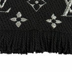 Louis Vuitton Echarpe Logo Mania Shine Wool Silk Blend Scarf with Fringe Black — view 4
