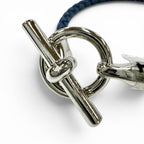 Hermes Glenan Silver Clasp Canvas Bracelet Blue — view 7