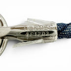 Hermes Glenan Silver Clasp Canvas Bracelet Blue — view 9