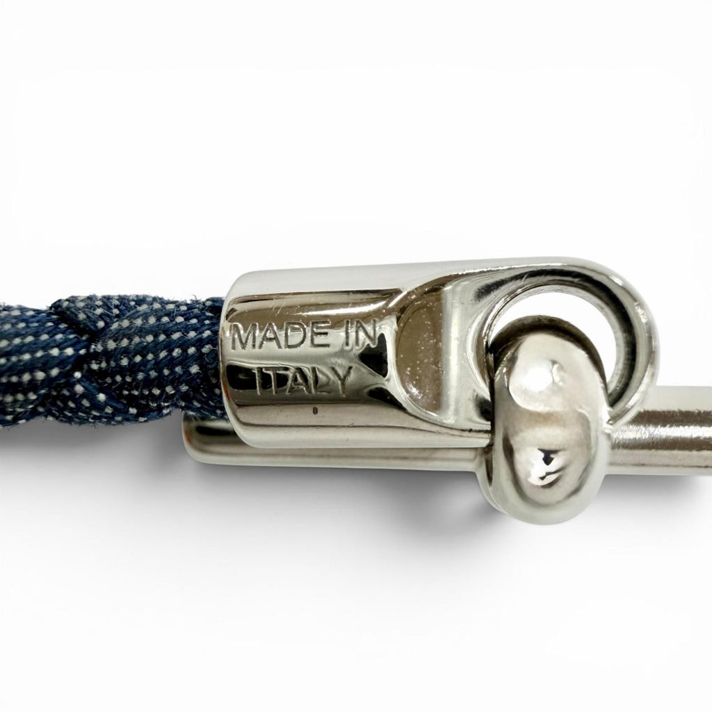 Hermes Glenan Silver Clasp Canvas Bracelet Blue — view 8