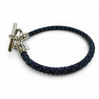 Hermes Glenan Silver Clasp Canvas Bracelet Blue — view 3