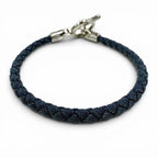 Hermes Glenan Silver Clasp Canvas Bracelet Blue — view 4