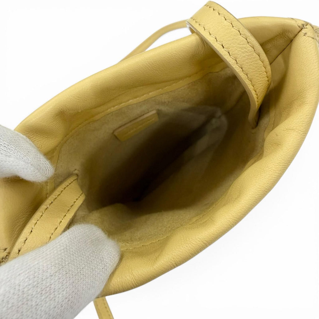Celine Cuill Triomphe Drawstring Leather Mobile Pouch Shoulder Bag Beige — view 6
