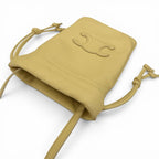Celine Cuill Triomphe Drawstring Leather Mobile Pouch Shoulder Bag Beige — view 4