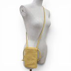 Celine Cuill Triomphe Drawstring Leather Mobile Pouch Shoulder Bag Beige — view 7