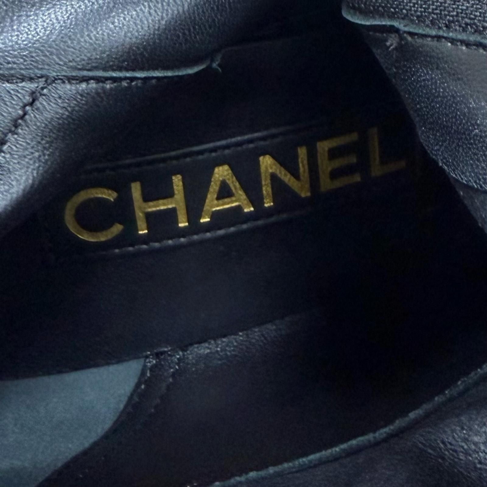 Chanel Chunky Heels Suede Leather Long Boots Black 37 with CC Logo — view 9