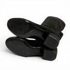 Chanel Chunky Heels Suede Leather Long Boots Black 37 with CC Logo — view 6