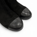 Chanel Chunky Heels Suede Leather Long Boots Black 37 with CC Logo — view 7