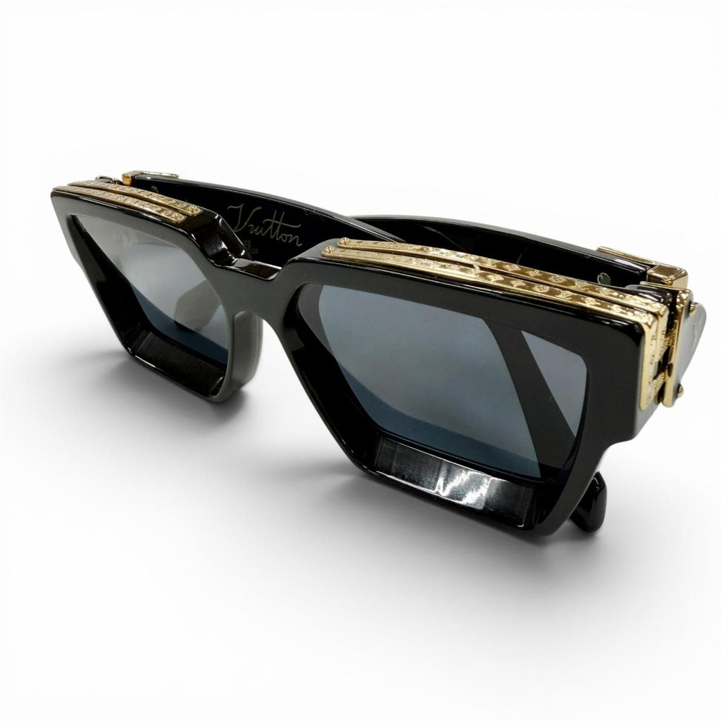 Louis Vuitton 1.1 Millionaire Monogram Frame Sunglasses Black Gold Demo Lens — view 2