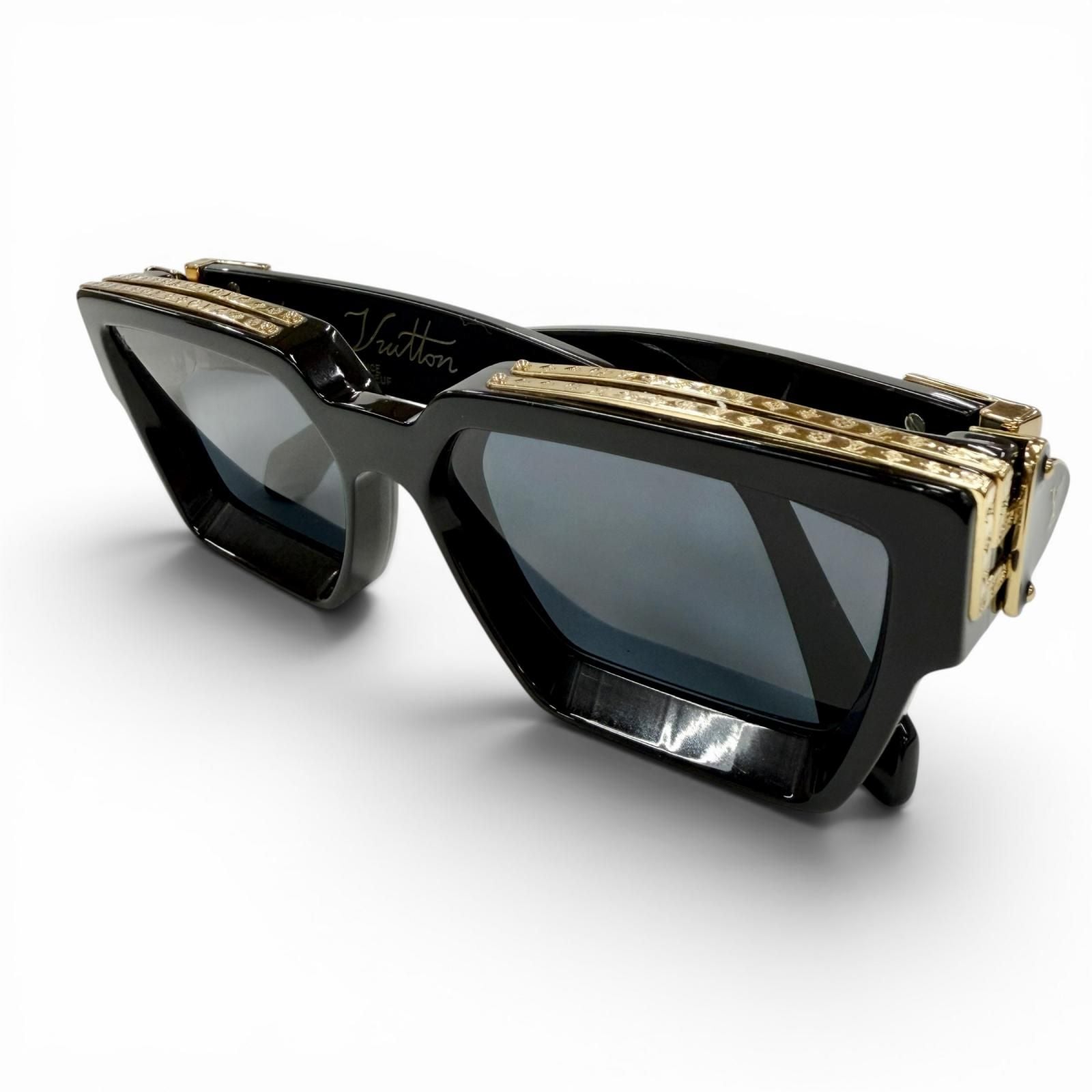 Louis Vuitton 1.1 Millionaire Monogram Frame Sunglasses Black Gold Demo Lens — view 2