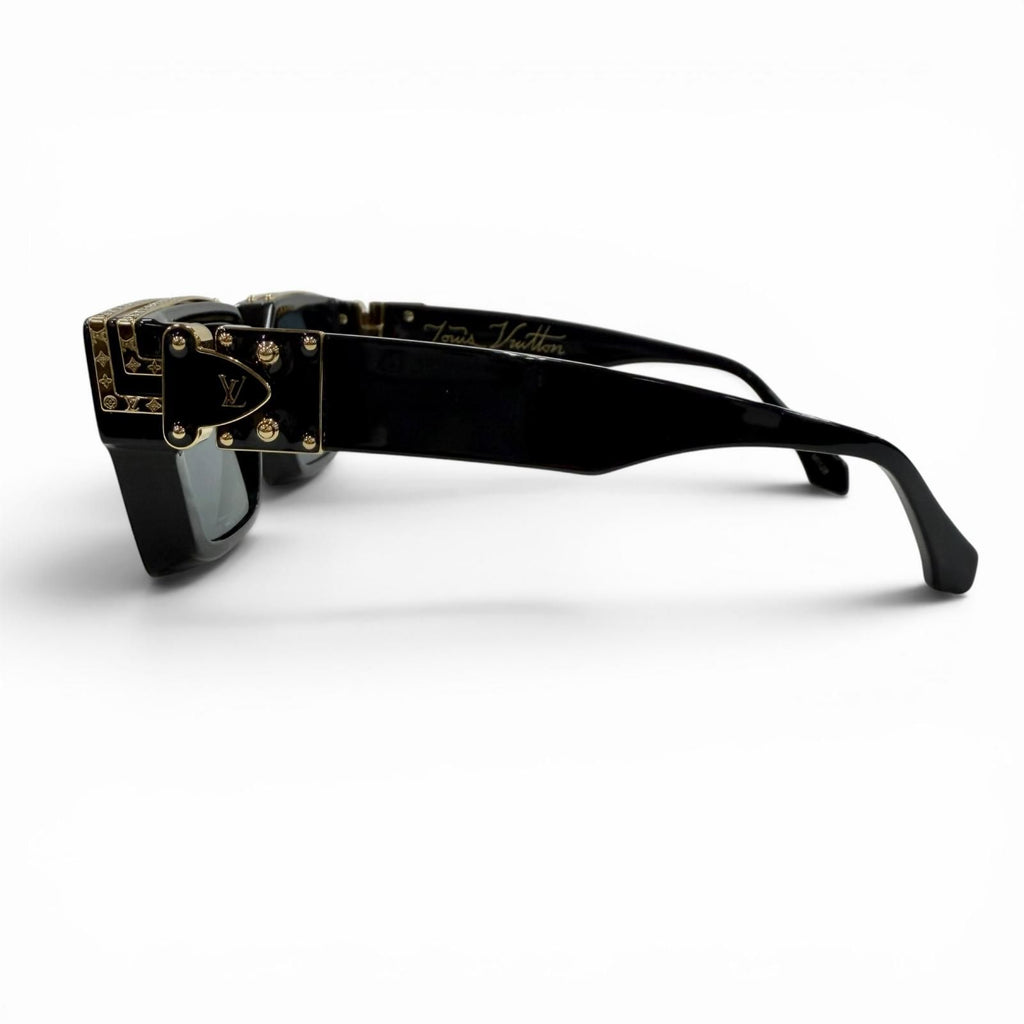 Louis Vuitton 1.1 Millionaire Monogram Frame Sunglasses Black Gold Demo Lens — view 6