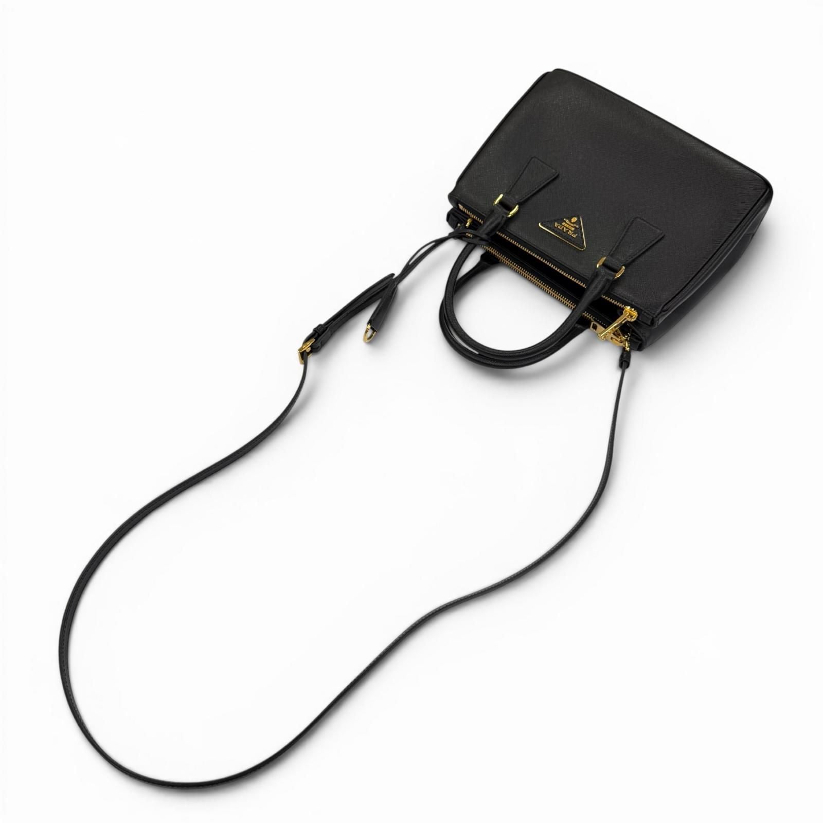 Prada Galleria Small Saffiano Leather 2-Way Shoulder Bag Black Gold — view 4