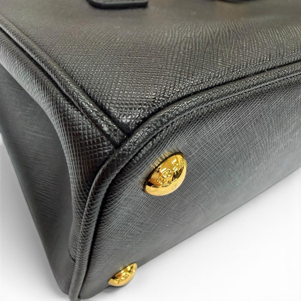 Prada Galleria Small Saffiano Leather 2-Way Shoulder Bag Black Gold — view 7
