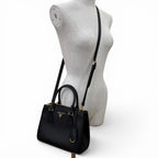 Prada Galleria Small Saffiano Leather 2-Way Shoulder Bag Black Gold — view 8