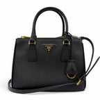 Prada Galleria Small Saffiano Leather 2-Way Shoulder Bag Black Gold