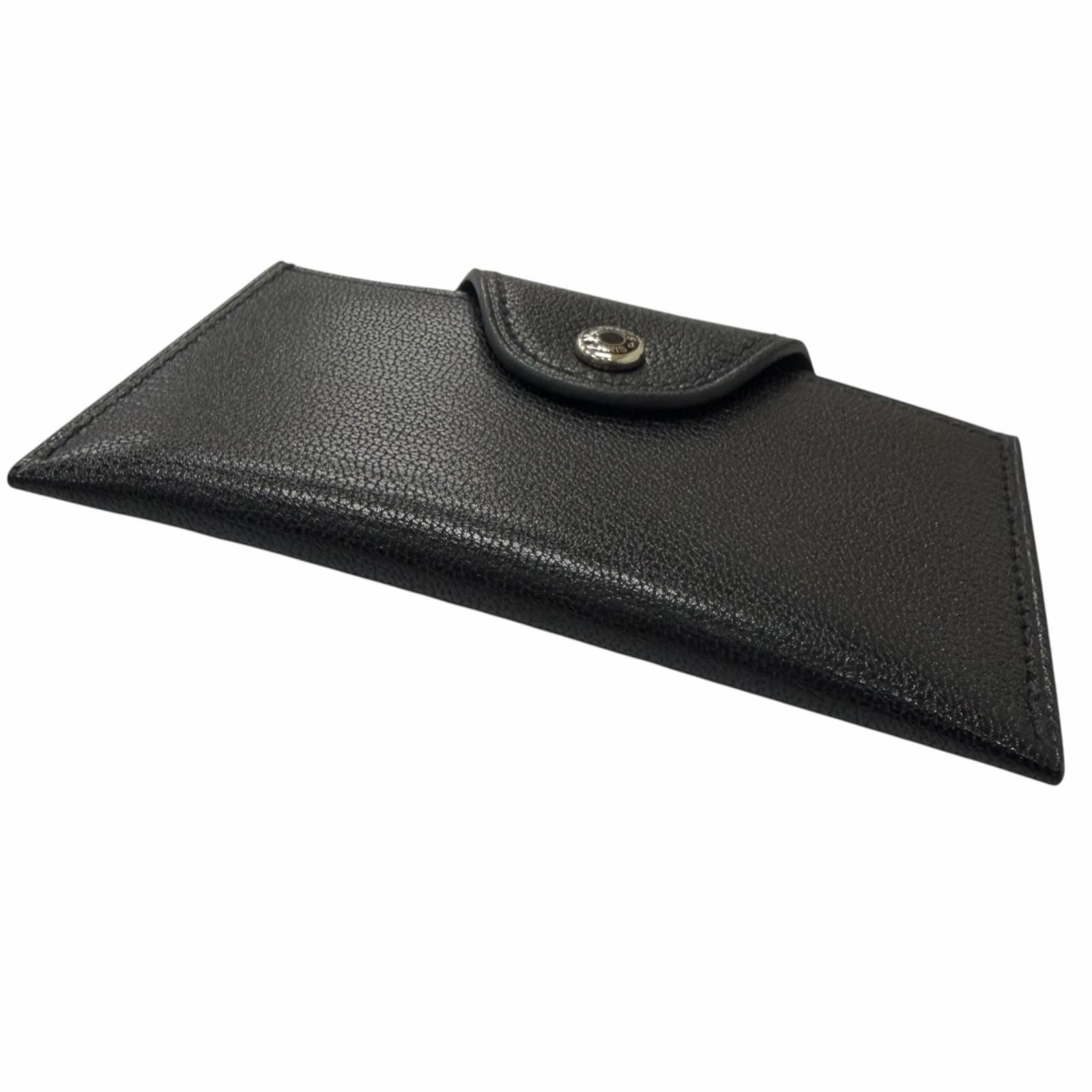 Hermes Illiade Chevre Clou de Selle Leather Card Case Business Holder Black — view 3