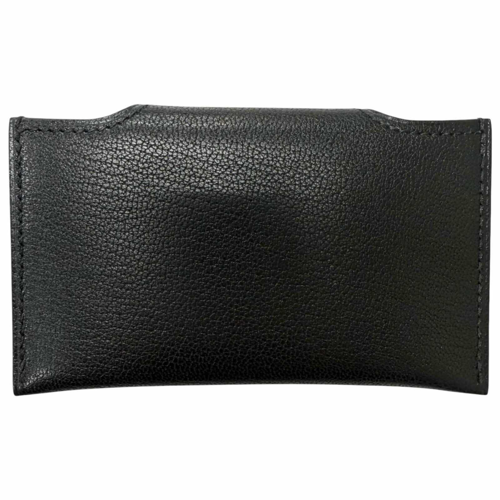 Hermes Illiade Chevre Clou de Selle Leather Card Case Business Holder Black — view 2