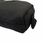 Prada Micro Re-Nylon Triangle Logo Plate Silver Pouch Coin Purse Black — view 4