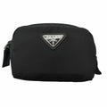 Prada Micro Re-Nylon Triangle Logo Plate Silver Pouch Coin Purse Black