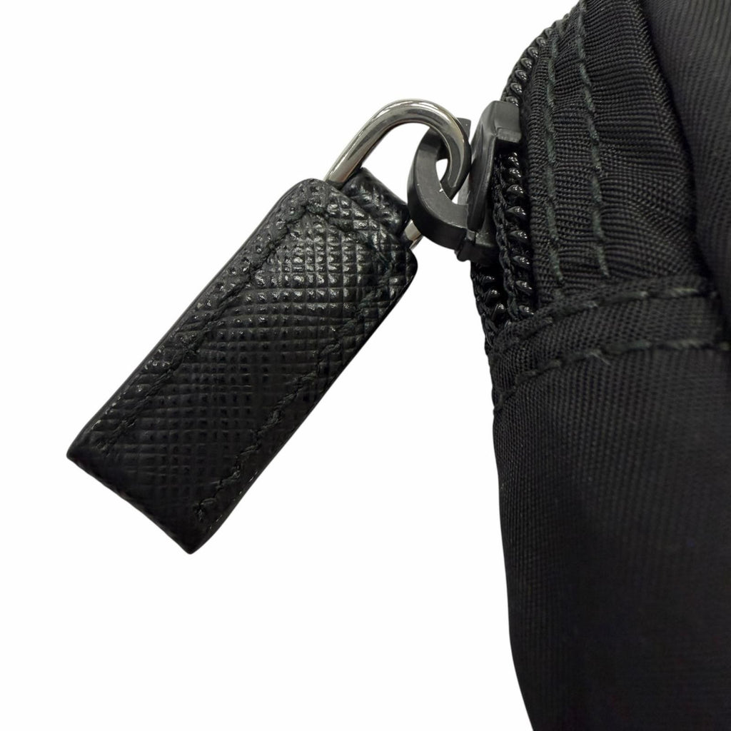 Prada Micro Re-Nylon Triangle Logo Plate Silver Pouch Coin Purse Black — view 6