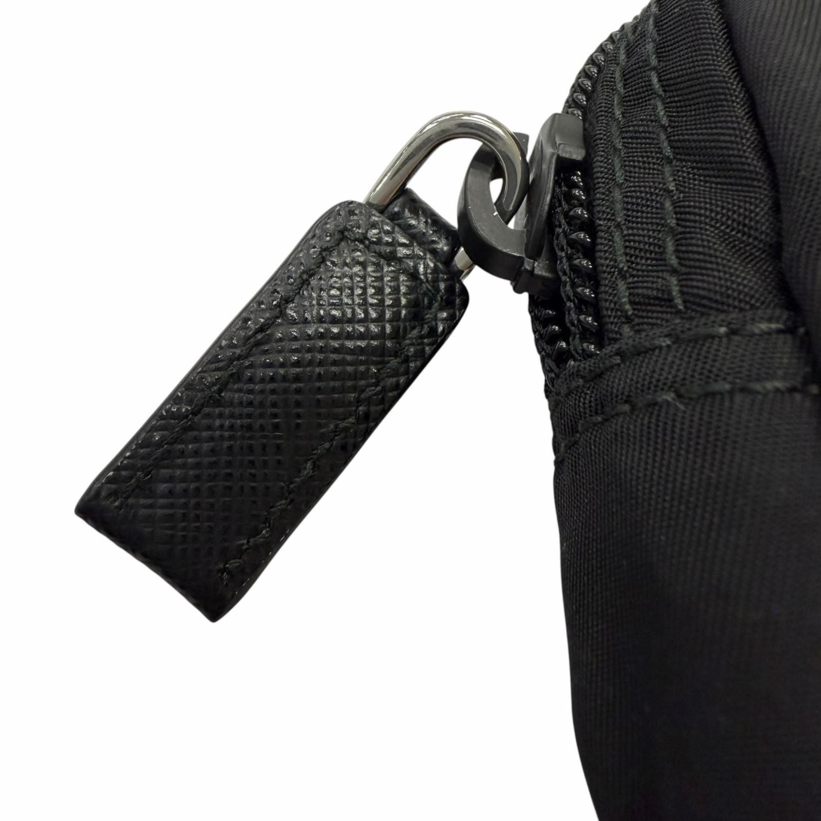 Prada Micro Re-Nylon Triangle Logo Plate Silver Pouch Coin Purse Black — view 6