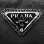 Prada Micro Re-Nylon Triangle Logo Plate Silver Pouch Coin Purse Black — view 7