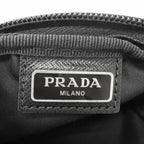 Prada Micro Re-Nylon Triangle Logo Plate Silver Pouch Coin Purse Black — view 8