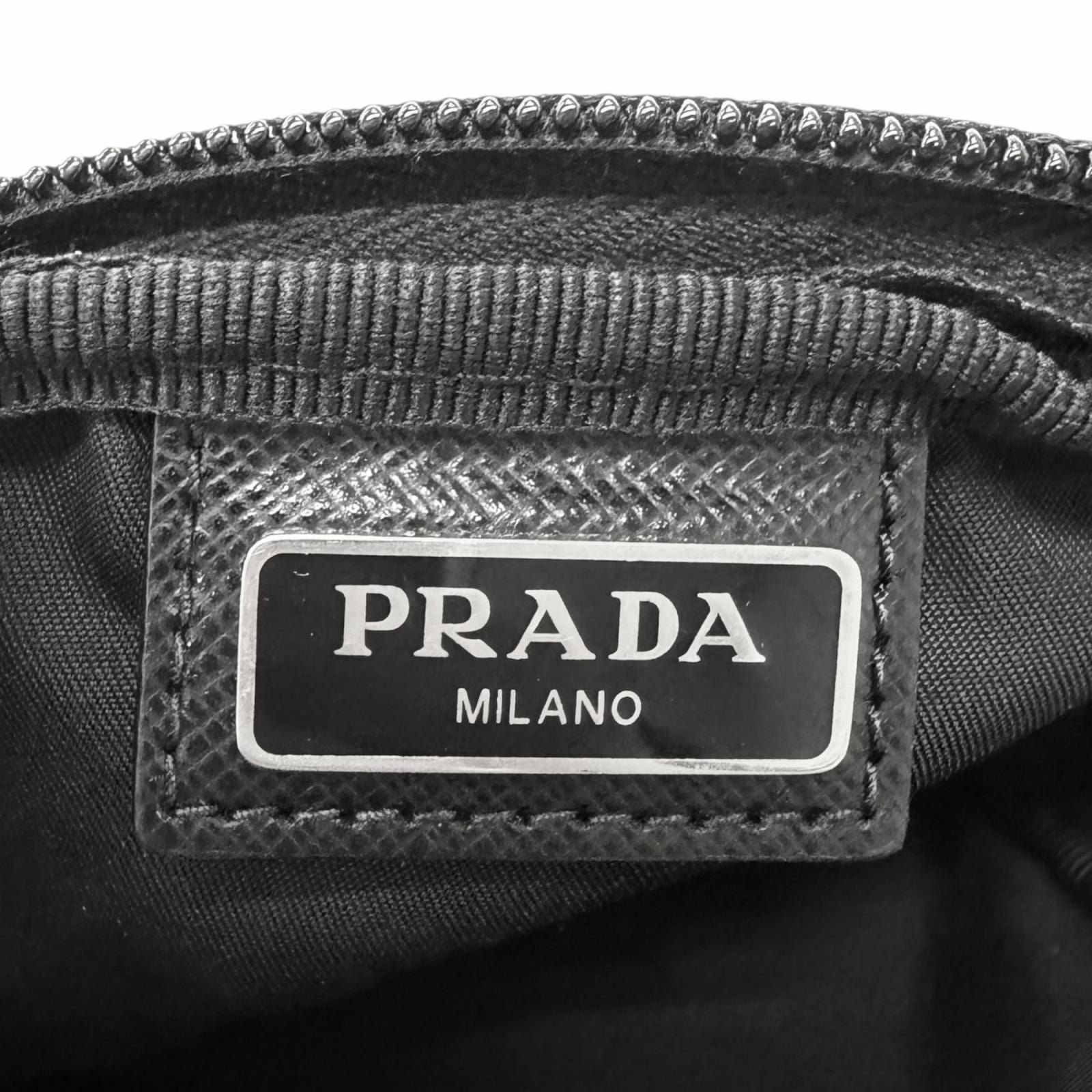 Prada Micro Re-Nylon Triangle Logo Plate Silver Pouch Coin Purse Black — view 8