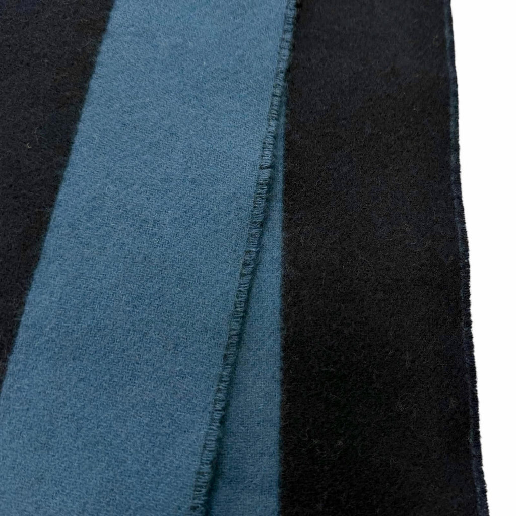 Hermes Cashmere Passant Logo Embroidery Shawl Fringe Scarf Navy Blue — view 5