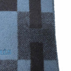 Hermes Cashmere Passant Logo Embroidery Shawl Fringe Scarf Navy Blue — view 6