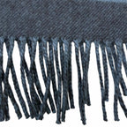Hermes Cashmere Passant Logo Embroidery Shawl Fringe Scarf Navy Blue — view 7