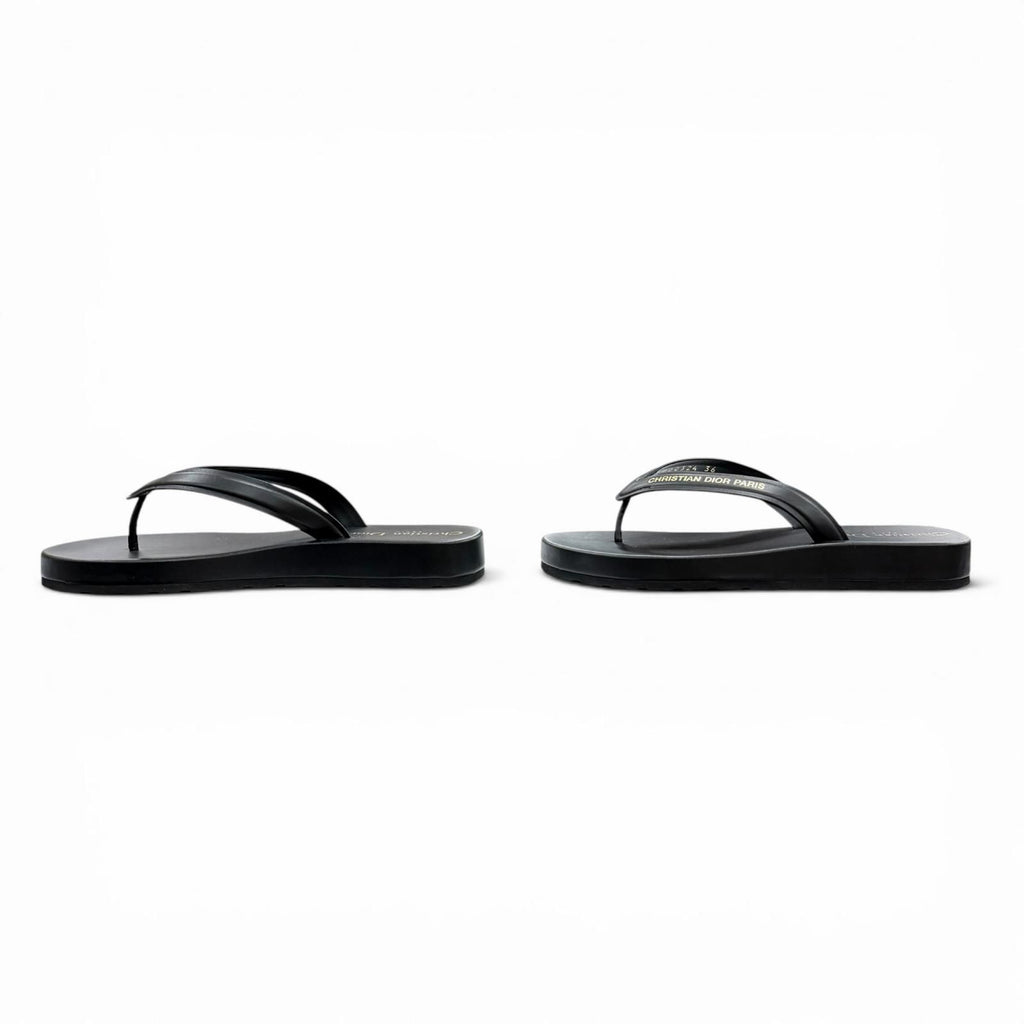 Dior Sea Leather Thong Sandals Black — view 2