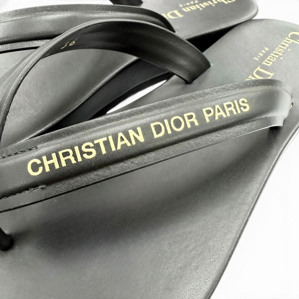 Dior Sea Leather Thong Sandals Black — view 8
