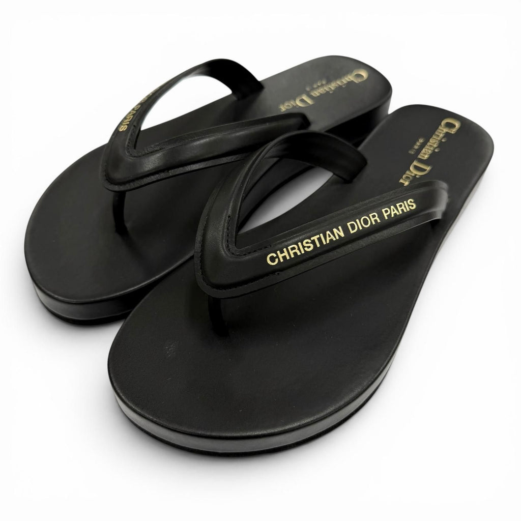 Dior Sea Leather Thong Sandals Black