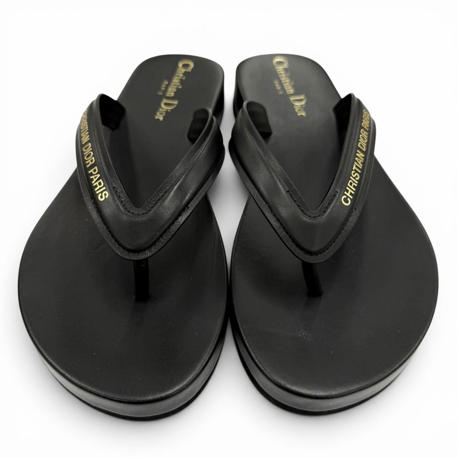 Dior Sea Leather Thong Sandals Black — view 6