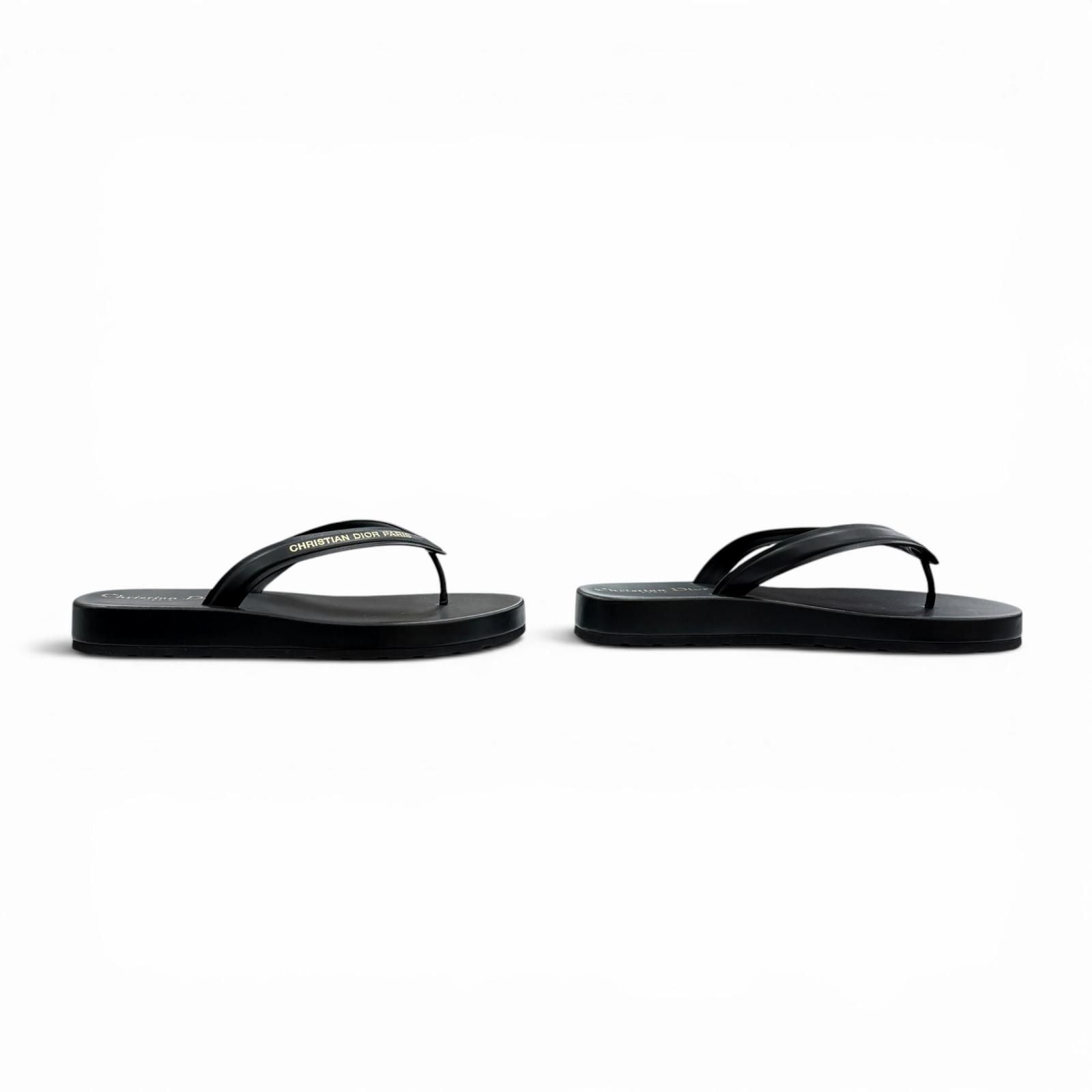 Dior Sea Leather Thong Sandals Black — view 3