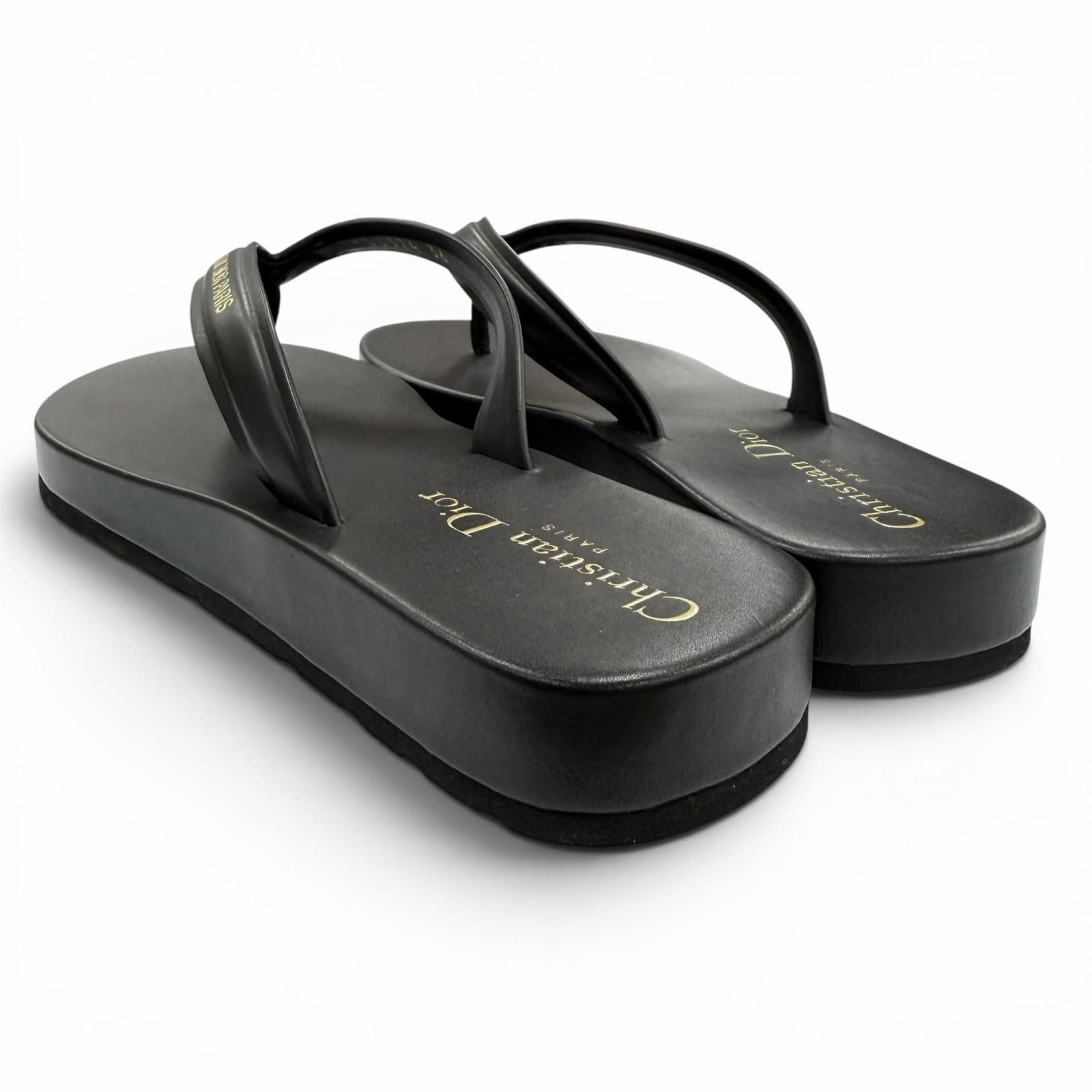 Dior Sea Leather Thong Sandals Black — view 5