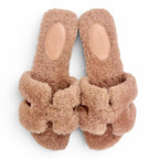 Hermes Oran Motif Shearling Flat Sandals Pink Beige — view 3