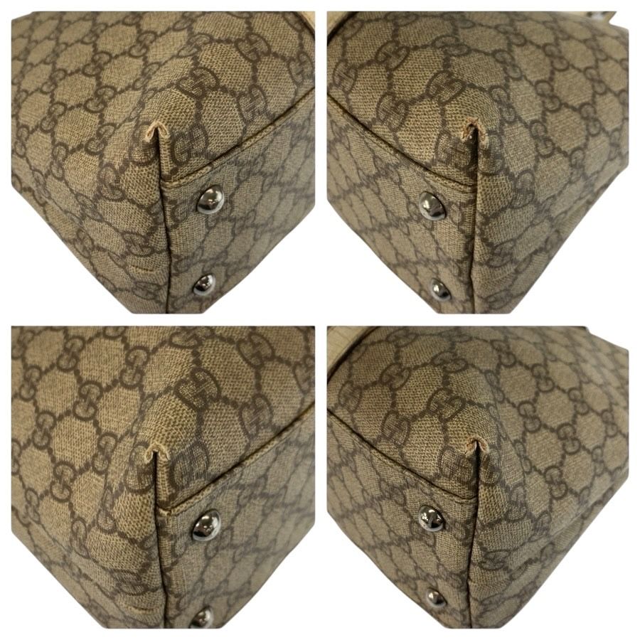 Gucci Beige Ivory Silver GG Supreme Canvas Leather Tote — view 4