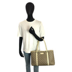 Gucci Beige Ivory Silver GG Supreme Canvas Leather Tote — view 7