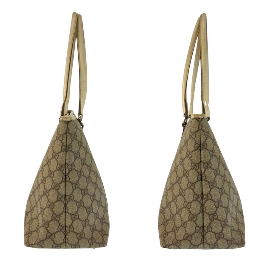 Gucci Beige Ivory Silver GG Supreme Canvas Leather Tote — view 8