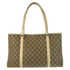 Gucci Beige Ivory Silver GG Supreme Canvas Leather Tote — view 2