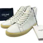 Celine High Cut Sneakers Leather with Logo White