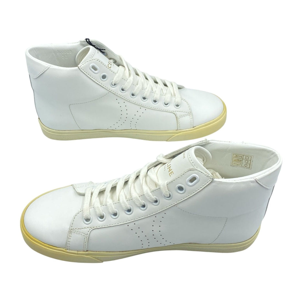 Celine High Cut Sneakers Leather with Logo White — view 4