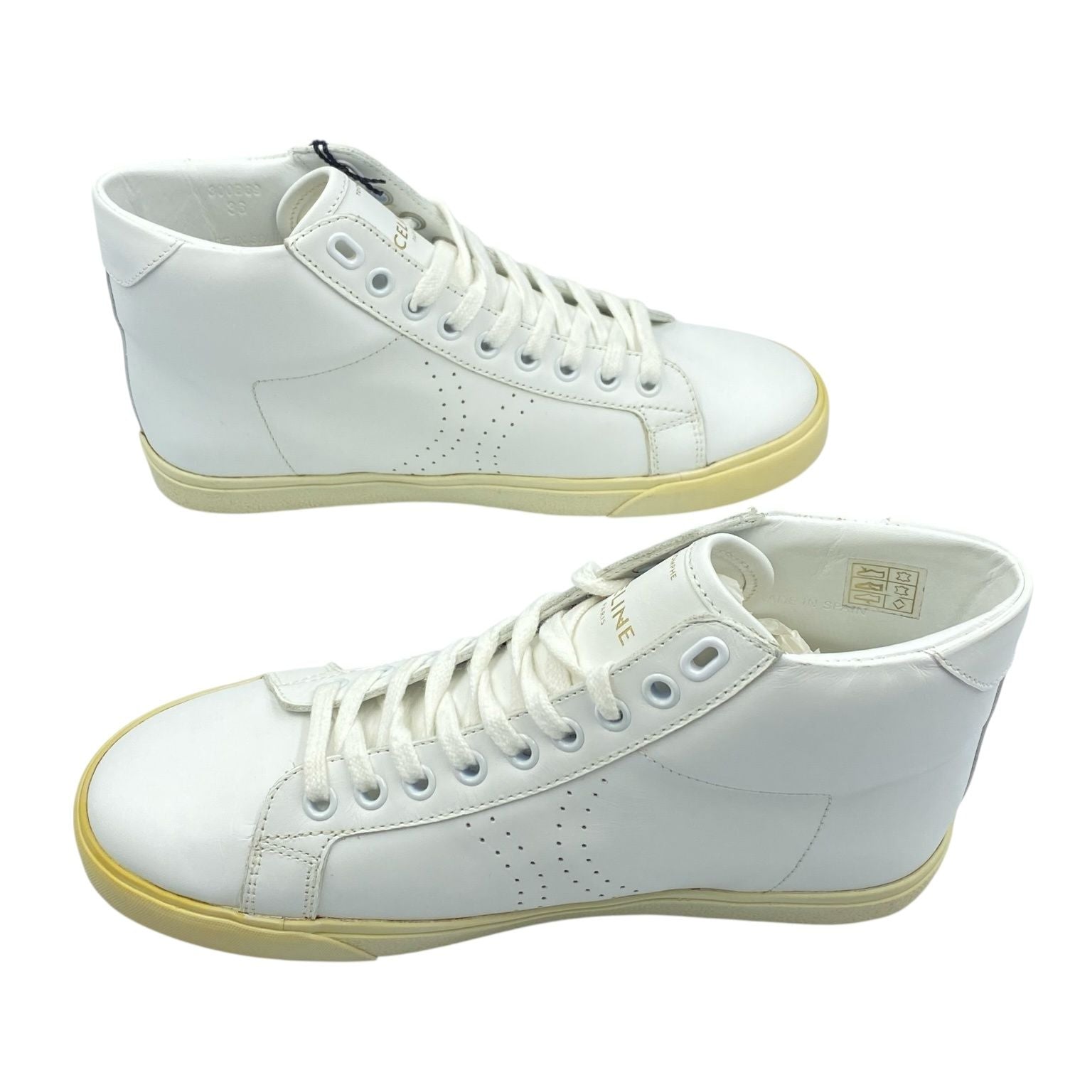 Celine High Cut Sneakers Leather with Logo White — view 4