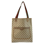 Gucci Vintage Sherry Line Beige GG Supreme Canvas Tote Shoulder