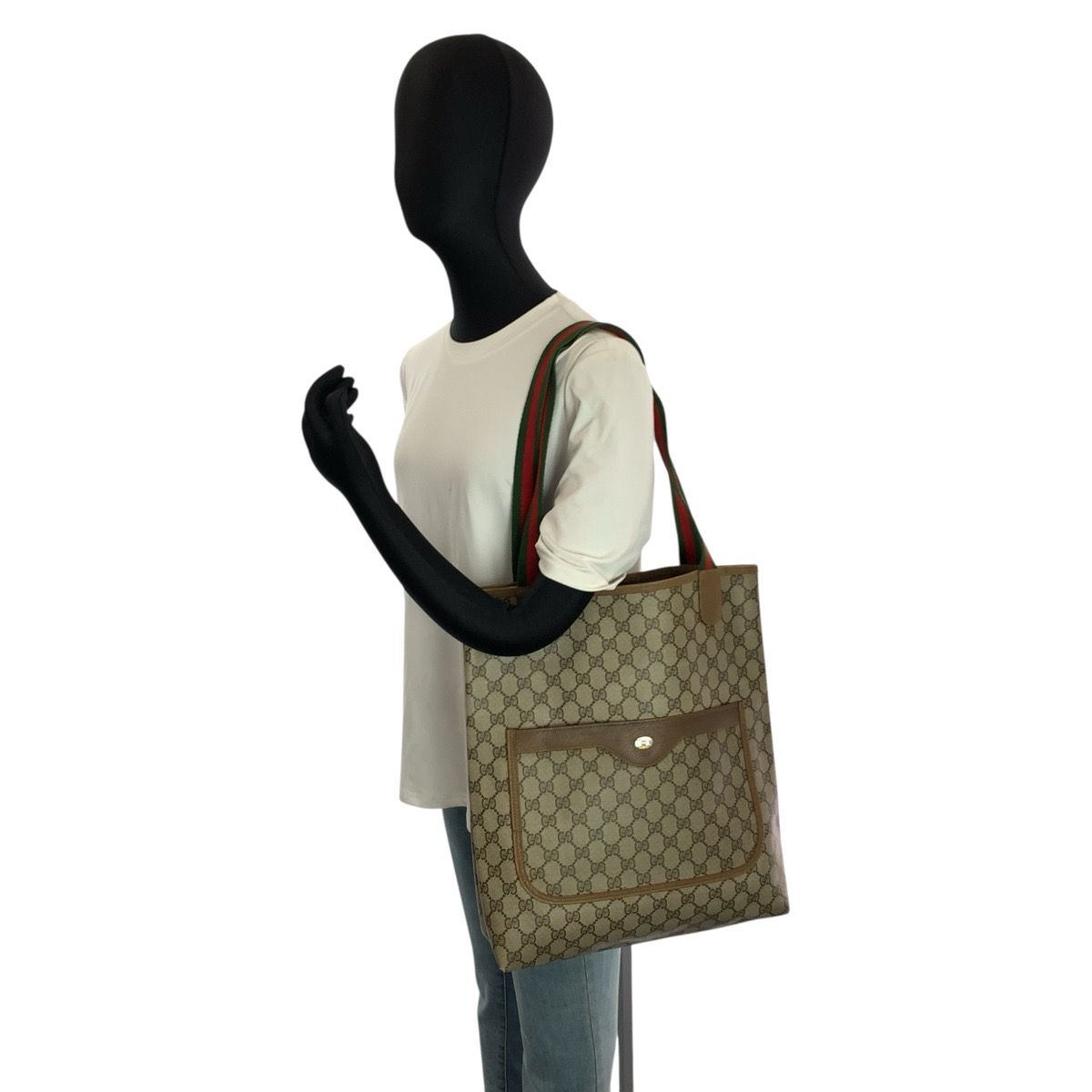 Gucci Vintage Sherry Line Beige GG Supreme Canvas Tote Shoulder — view 5