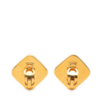 Chanel CC Logo Vintage Earrings Gold Red Plated Plastic — view 2